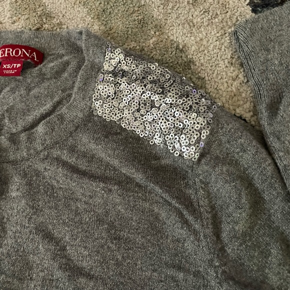 Merona Cardigan Grey with sequin shoulders XS - Picture 3 of 5